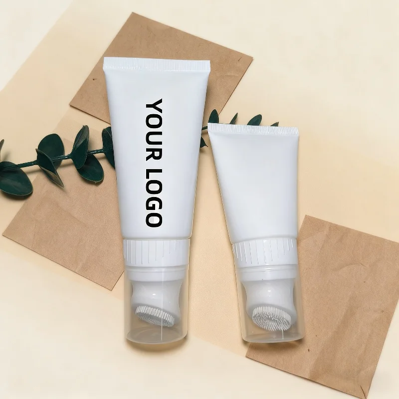 【ロゴカスタム】50個 カスタマイズ可能 50ml/80ml シリコンブラシヘッド ホワイトチューブ 小ロットカスタム 卸売工場