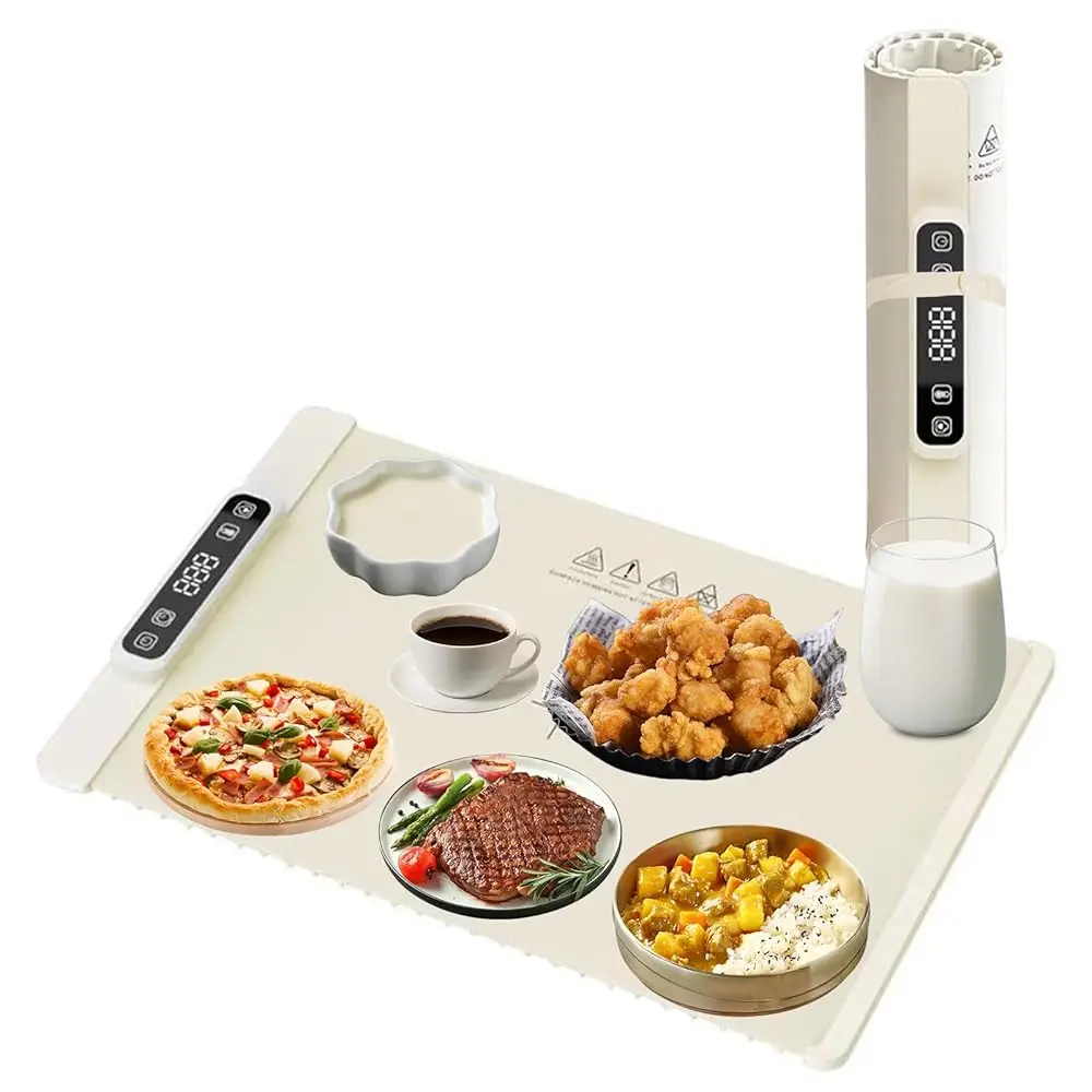 

Electric Warming Tray – 5-Temp Settings, Full-Area Heating, Foldable & Splash-Proof Silicone. Perfect For Buffets, Dough