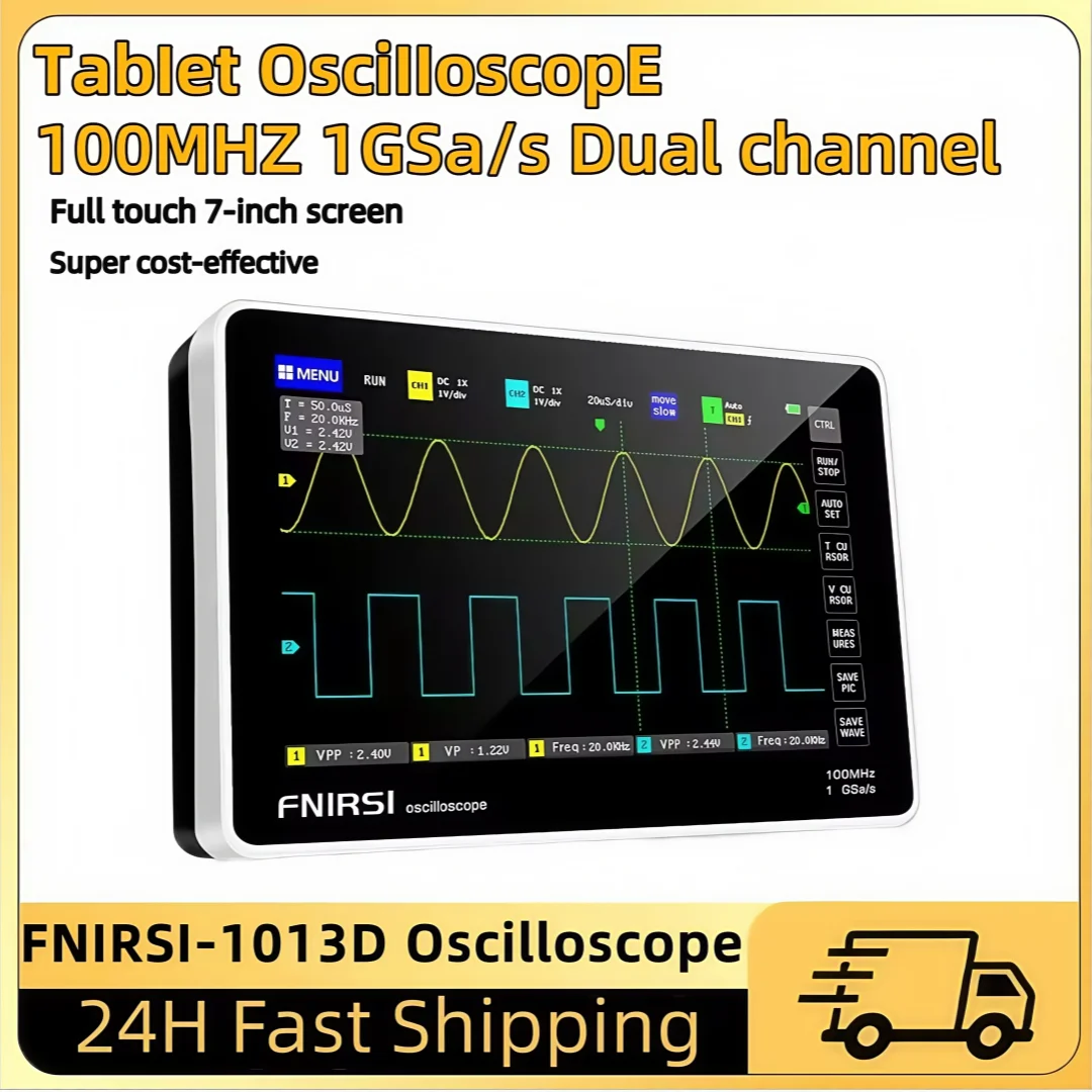 

1013D Digital Tablet Oscilloscope Dual Channel 100M Bandwidth 1GS Sampling Rate 7 - inch Mini Tablet Design oscilloscope