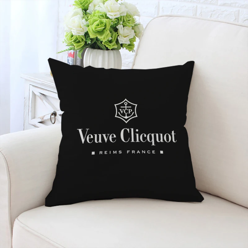 Decorative Pillow Cover 45x45 V-Veuve Clicquot Cushion Covers for Decorative Cushions Aesthetic Room Decoration Pillowcase 40x40