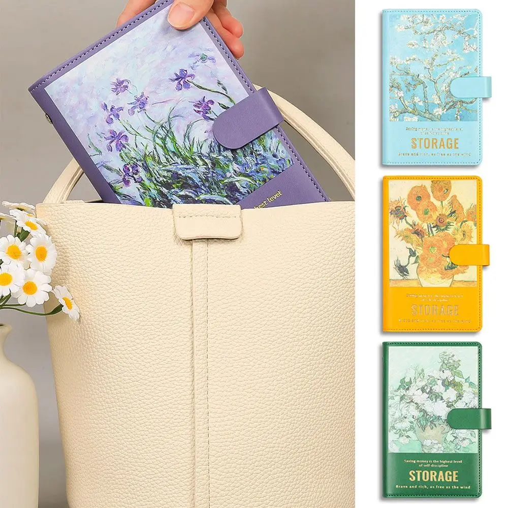 لوحة زيتية 100 ظرف لتوفير المال من تشالنغ PU توفير المال، أوراق تحديات توفير المال، قابلة لإعادة الاستخدام، مجلد ميزانية بسعة كبيرة #5