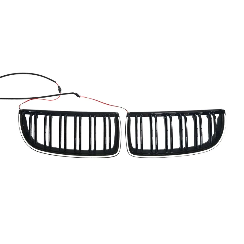Illuminated LED Glossy Black Front Grille (Dual-Line Style for For BMW E90 3-Series 4-Doors 320i 325i 2005-2008 Racing Grills