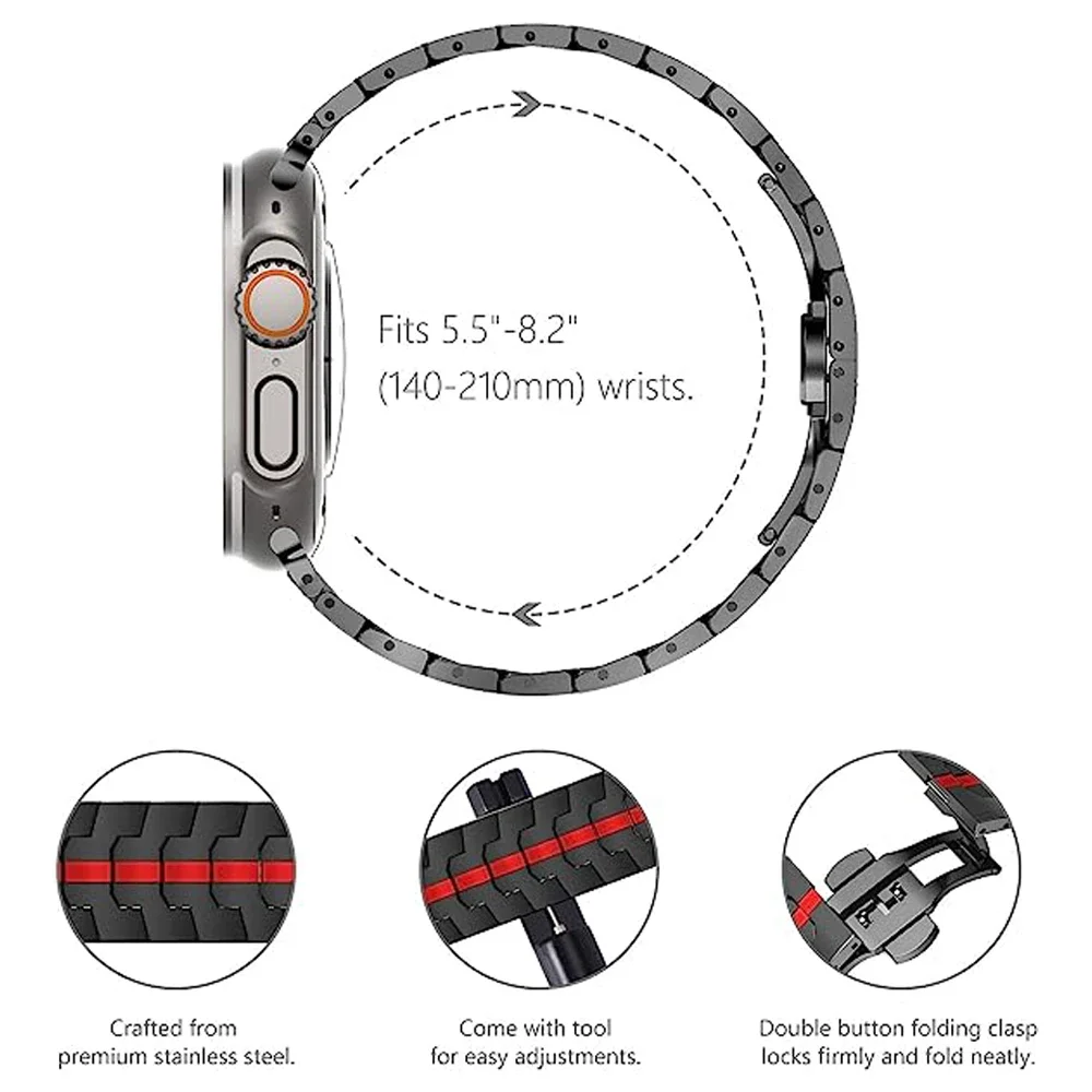 Titanium Orange Band For Apple Watch Ultra 2 49mm 9 8 45mm 42 44mm Stainless Steel Bracelet For iWatch Series 7 6 5 se 4 40 41mm