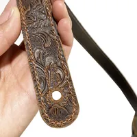 Cowhide Leather Soft Guitar Strap Brown Embossed Retro Folk Acoustic Guitar Electric Bass Belt Music Parts Accessories