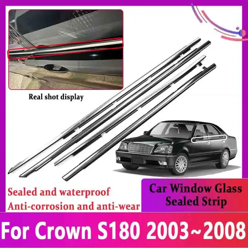 

Car Window Weatherstrips For Toyota Crown S180 2003~2007 2008 Door Glass Sealed Strip Chrome Waterproof Sealing Belt Accessories