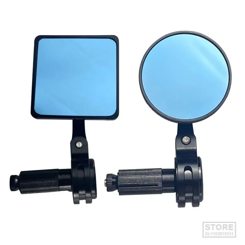 

Motorcycle Rearview Handlebar Rearview Mirror Retro Round Quadrate Blue Anti-Glare Side Mirror