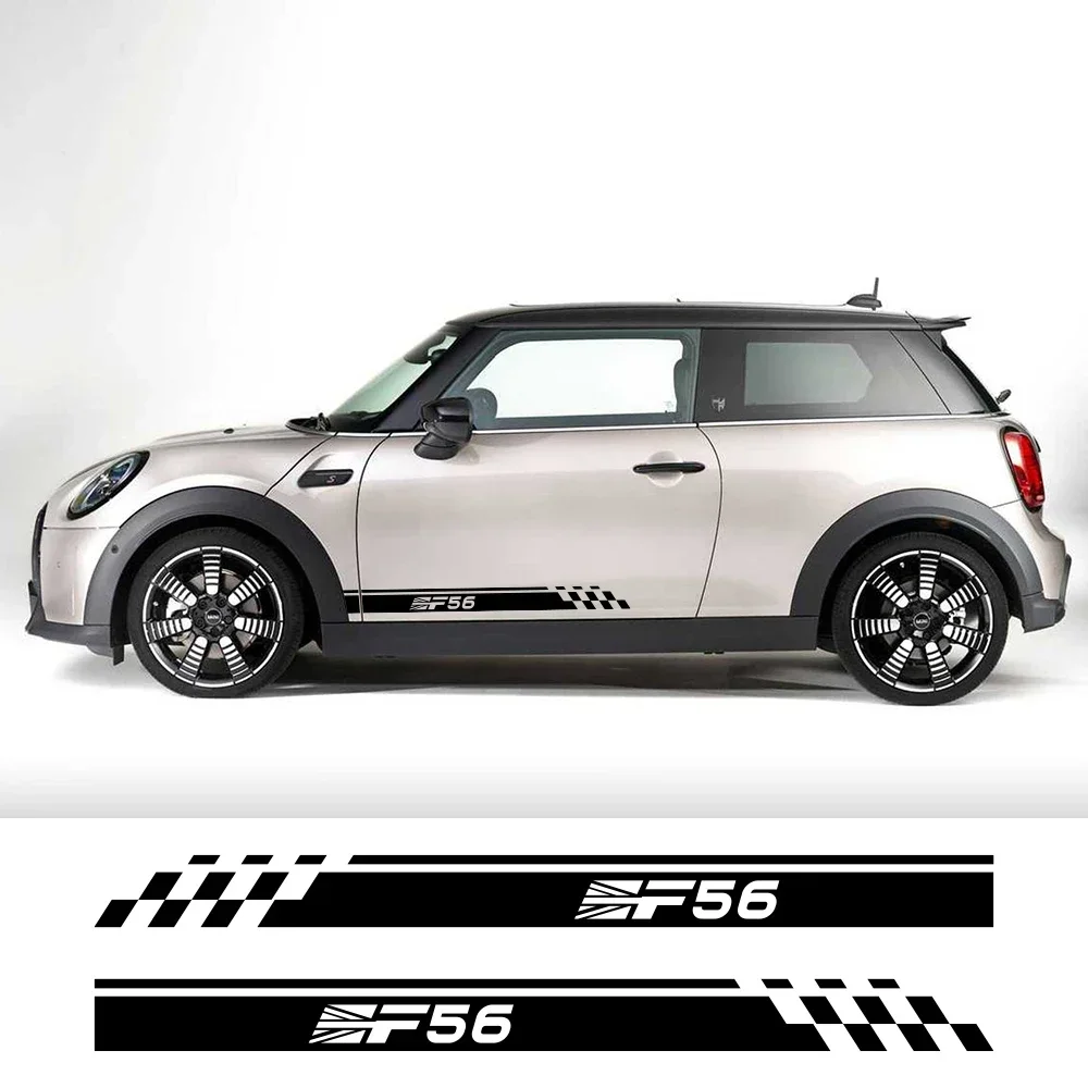 2PCS Car Door Side Sticker Decal Decoration Waterproof Vinyl For Mini Cooper S JCW F56 Hatchback Auto Styling Tuning Accessories
