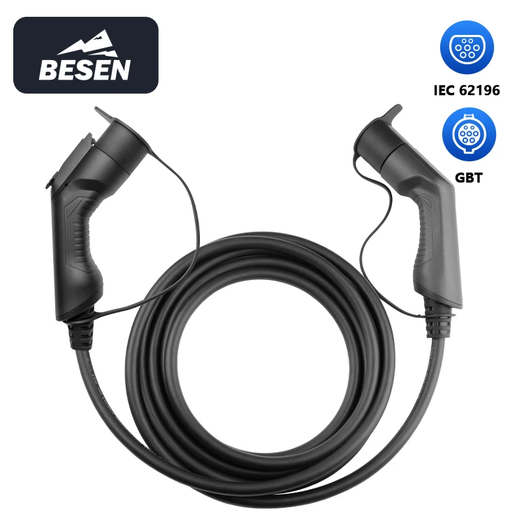 Cabo carregador de carro elétrico personalizado 32a 22kw besen cabo tpu de alta potência anti-envelhecimento 5m para estação de carregamento ev nova condição