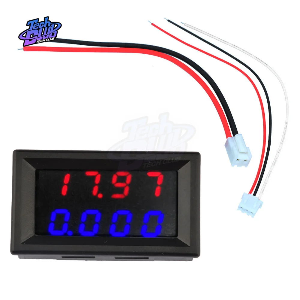 

DC/500V/10A Voltmeter Ammeter Red + Blue LED Amp Dual Digital Volt Meter Gauge Adjustable Current and Voltage Meter Five Line