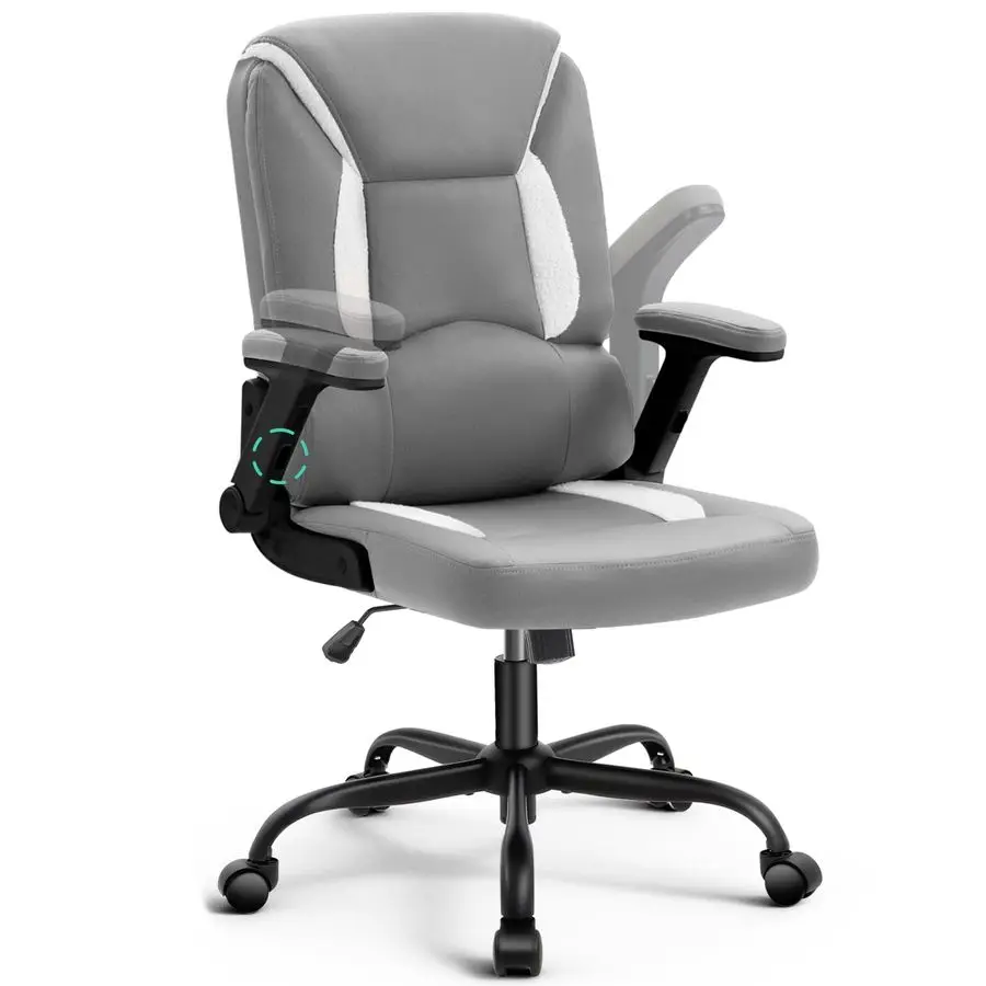 Ergonomic Home Office Chair Comfy Desk Chairs Computer Chair with Telescopic Flipup Arms and Swivel Wheels, Teens Girls Adults,