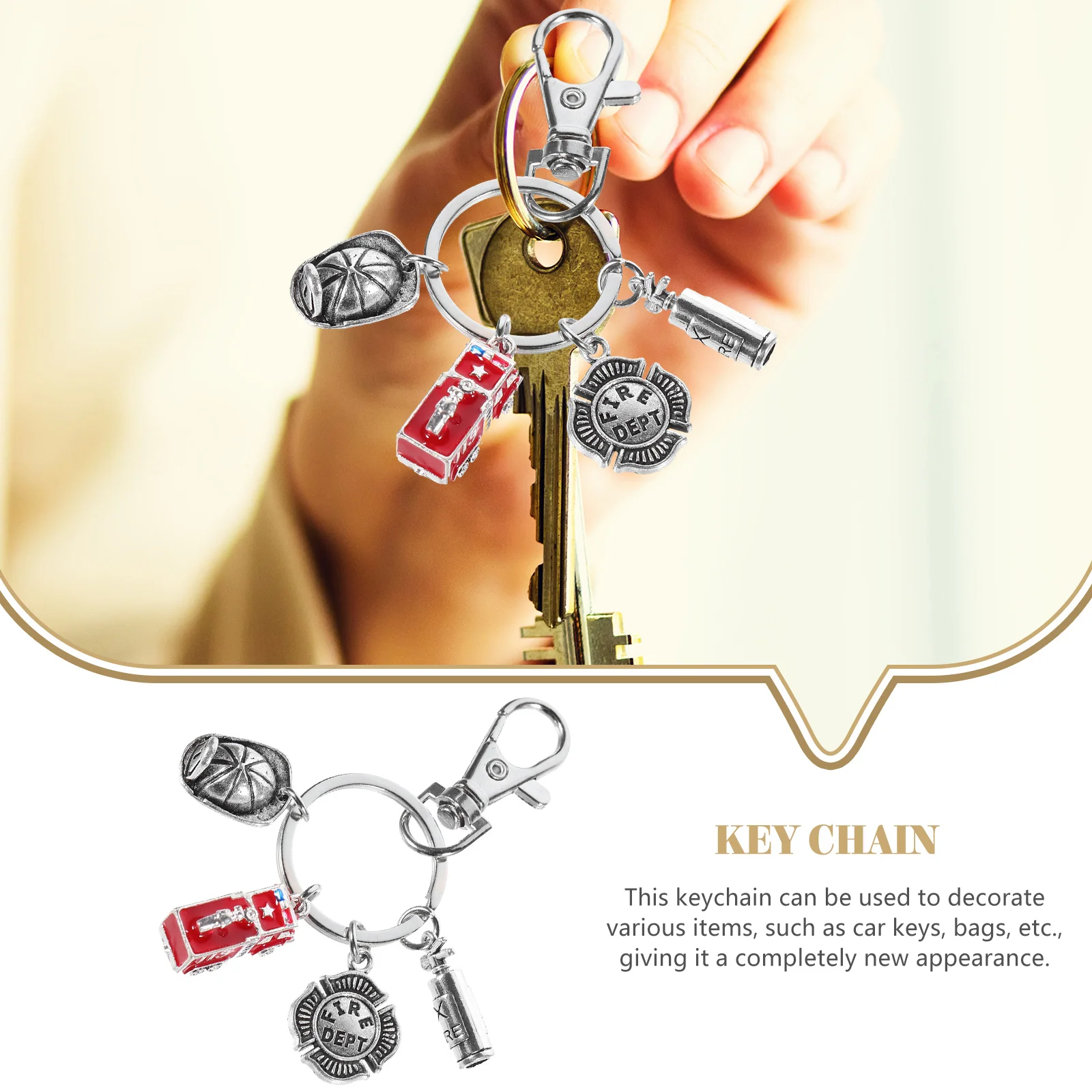 Firefighter Safety Equipment Keychain for Women Hard Hat Backpack Chains Fireman Gifts Alloy Bulk Extinguishers