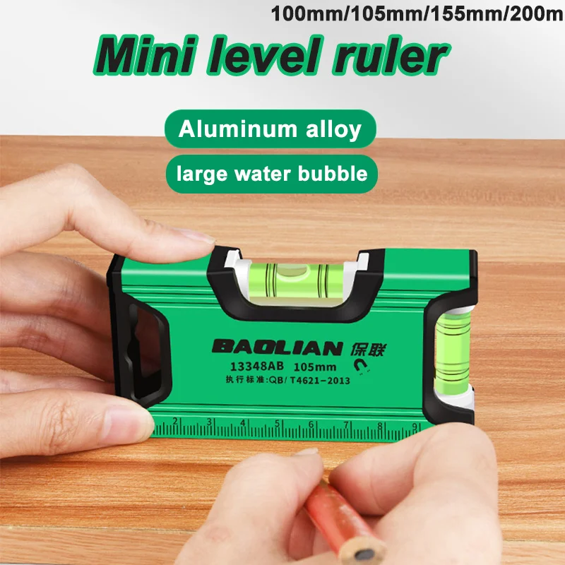 Portable Bubble Level High Precision Aluminum Construction Leveling 100-200MM Strong Magnetic Leveler Mini Spirit Level Tool