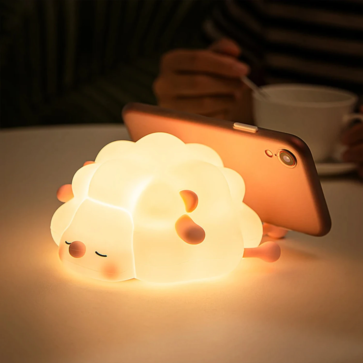 Night Lights Cute Sheep Panda Silicone Lamp USB Rechargeable Timing Bedside Room Decor  Baby nightlight Birthday Gift