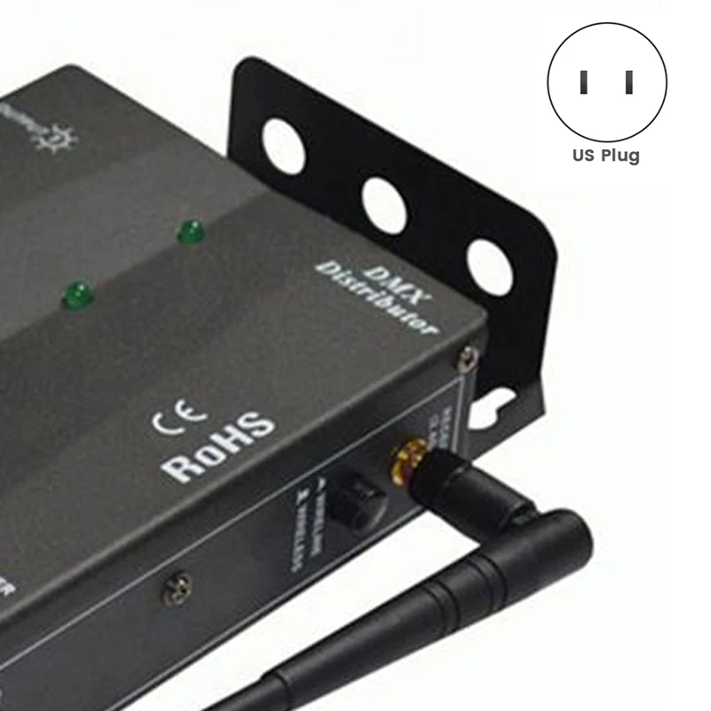 MAKE-4 Way ไร้สายแยก DMX512 Splitter จําหน่าย DMX512/1990 ข้อมูลสัญญาณ 1 อินพุต 4 เอาต์พุตด้านข้างติดตั้ง