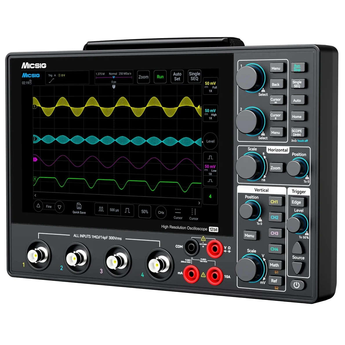 Micsig MHO14-100 Portable Tablet PC 12-Bit ADC 100MHz Oscilloscope, High Precision Multimeter With 8 Touch Screen