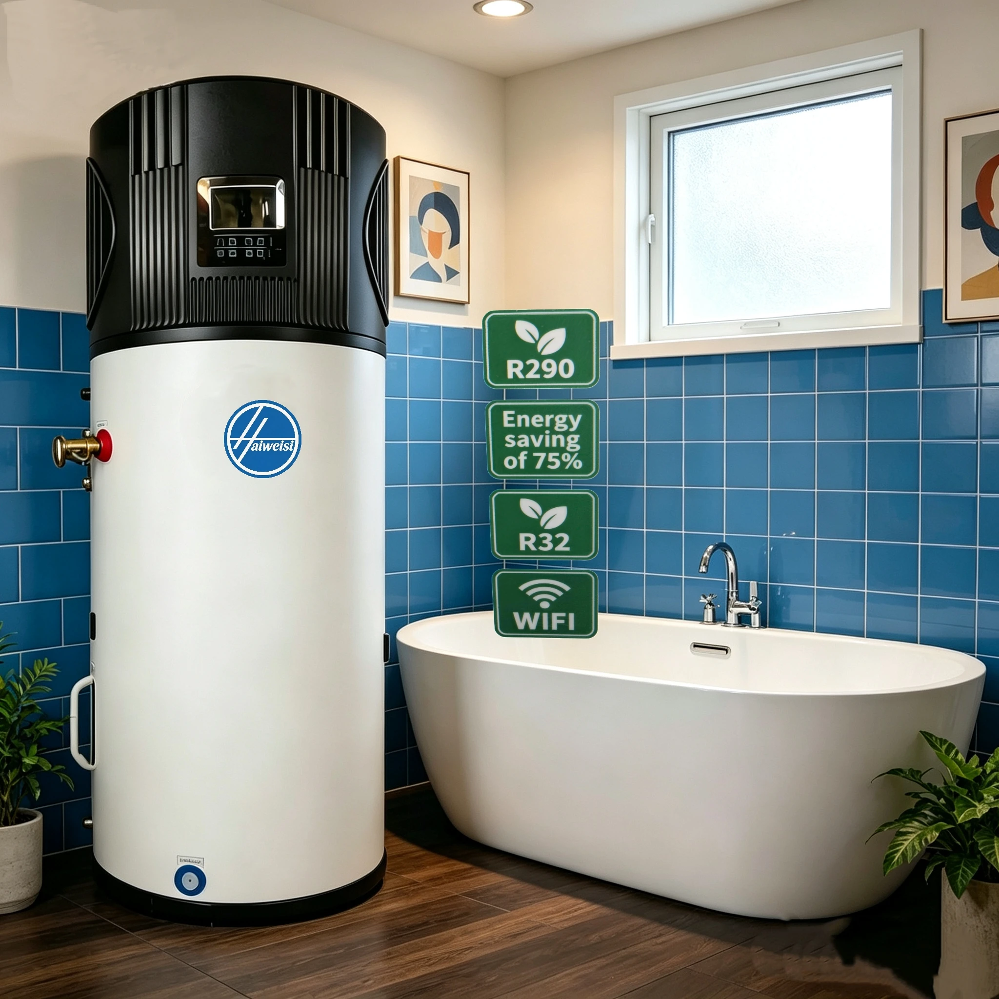 R290 200L Electric Outdoor High Efficiency Class Energy App-Controlled Temperature Control Air Heat Pump Water Heater