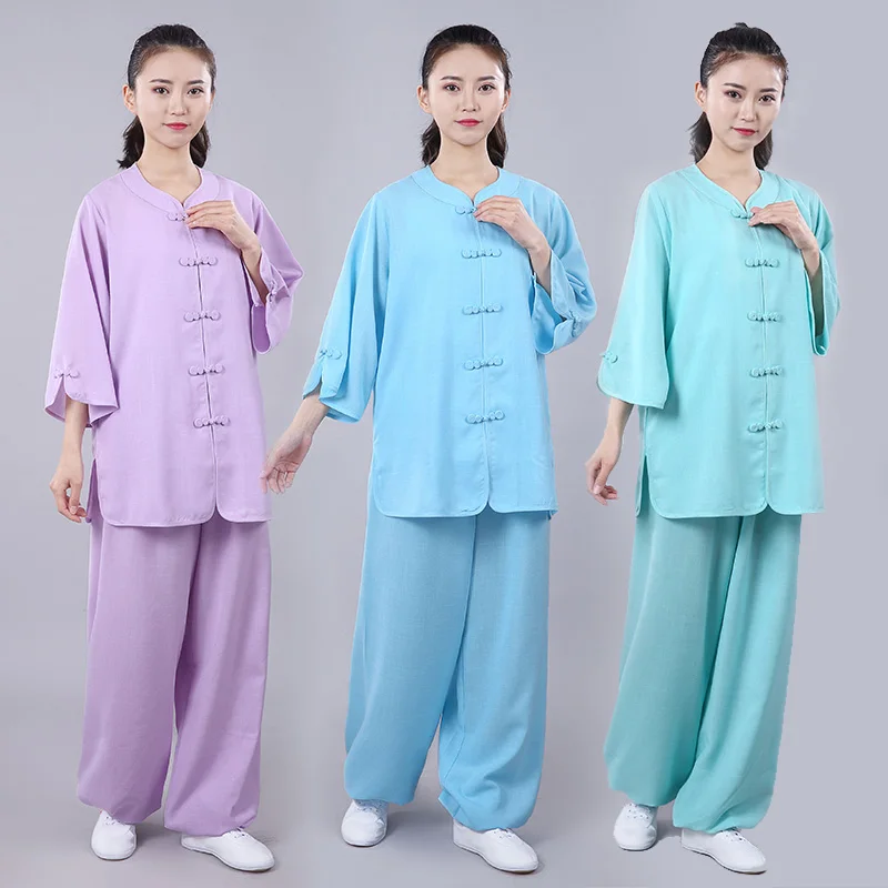 

Summer Martial Arts Tai Chi Clothing Cotton Linen Wing Chun Kung Fu Uniforms Aldult Training Morning Exercise Tang Suit Taiji