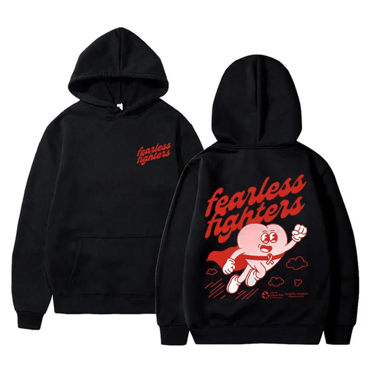 

Fearless Fighters Fundraiser World Cancer Day 2024 Print Hoodie Male Casual Cartoon Sweatshirt Men Women Loose Oversized Hoodies