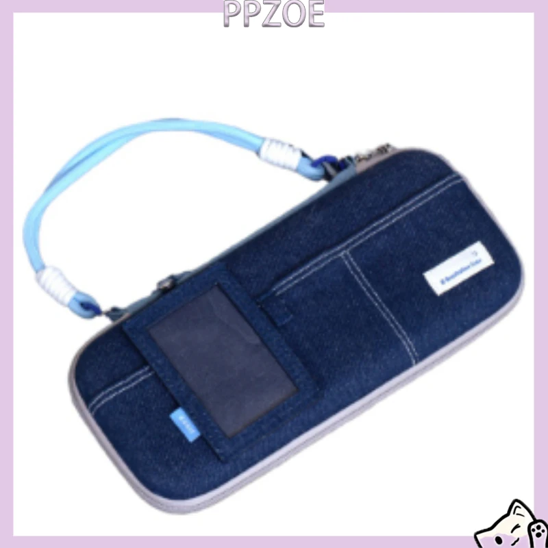 Denim Hard Shell Carrying Case for Nintendo Switch 2/Switch OLED,Portable Shockproof Storage Bag With Hand Strap,Game Card Slot