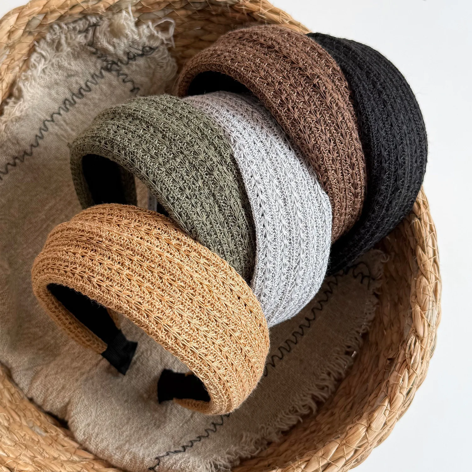 10PCS/LOT Korean Japanese Hollow Knit Hairband Wide Retro Soft All-Match Headbands for Outdoors Hair Accessories Wide Head Band