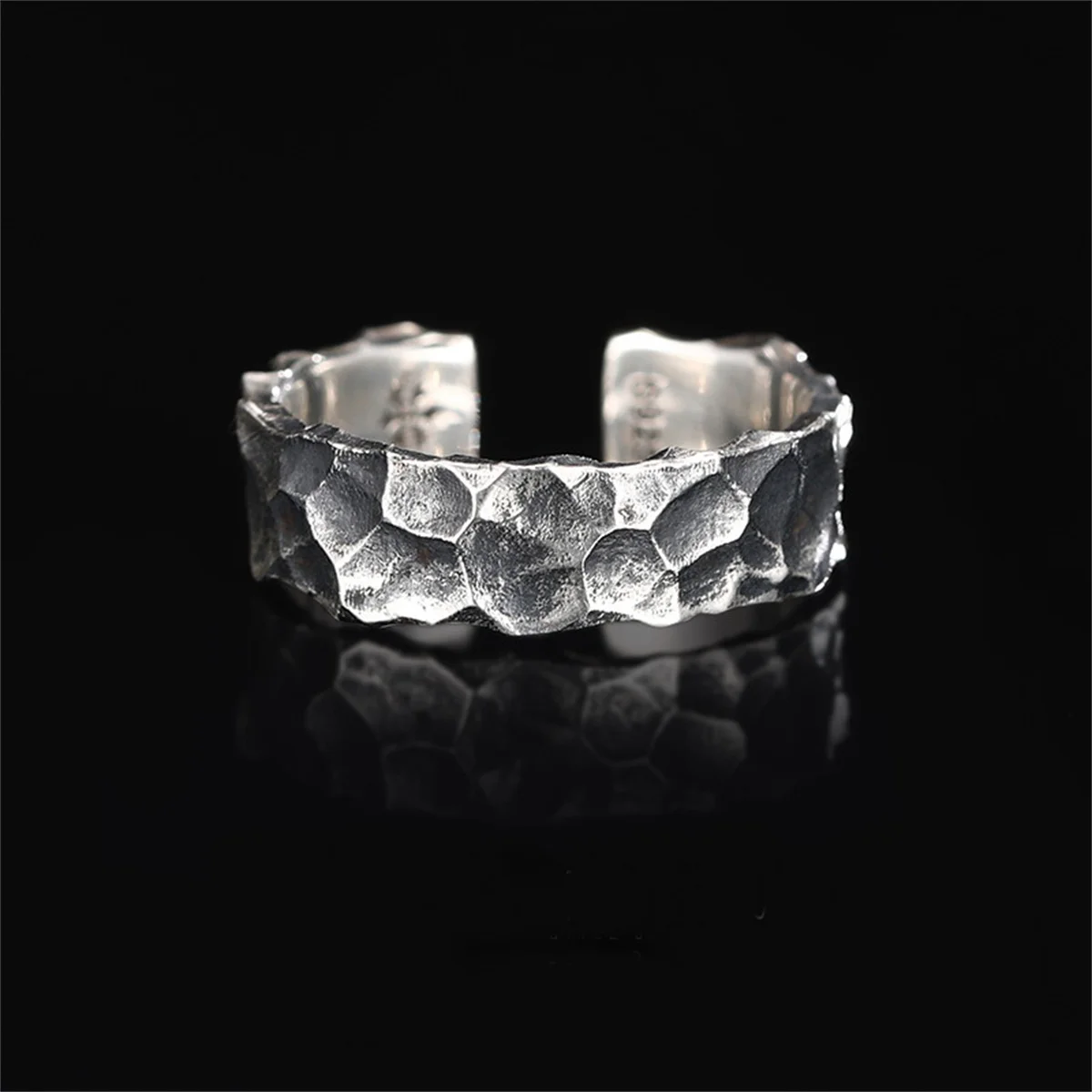 Retro Gothic Schwarz Silber Farbe Unregelmäßige Metall Ring Männer Vintage Y2k Ästhetik Geometrie Offene Ringe Für Frauen Punk Partei Schmuck – Detail 3