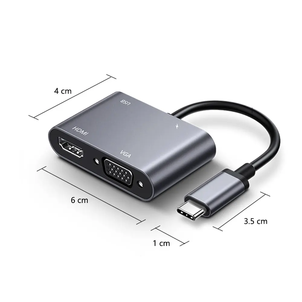 USB C to HD-compatible VGA Type C USB 3.0 HUB Adapter For MacBook Nintendo Samsung Huawei Xiaomi phone laptop desktop