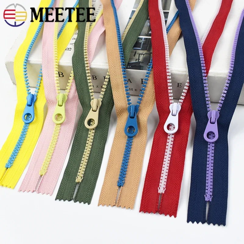 2/5Pcs Meetee 5# 15-30cm Resin Zippers Colorful Pencil Case Closed-End Zips Bags Clothes Pocket Decoration Zipper Accessories