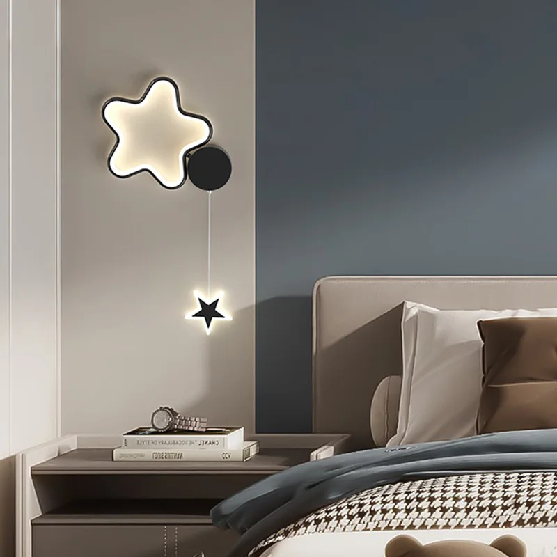 Cloud Star Wall Light, Nordic Art Minimalist Decorative Lighting Fixtures for Bedhead Children's Room Bedroom Entrances