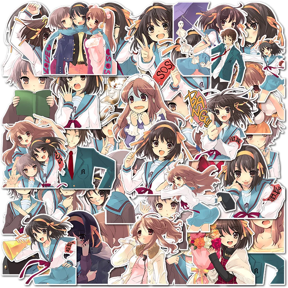 

40 Pieces of "The Melancholy of Haruhi Suzumiya" Manga Merchandise Stickers Decorative Stickers for Water Bottles Phone Cases De