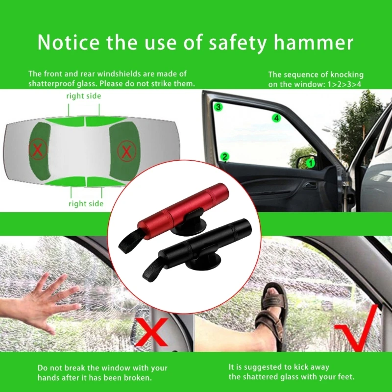 Automotive Safety Hammer For Emergencies Featuring Metal Construction Easy Grip Design Rapid Evacuation In Crisis Moment M4YD