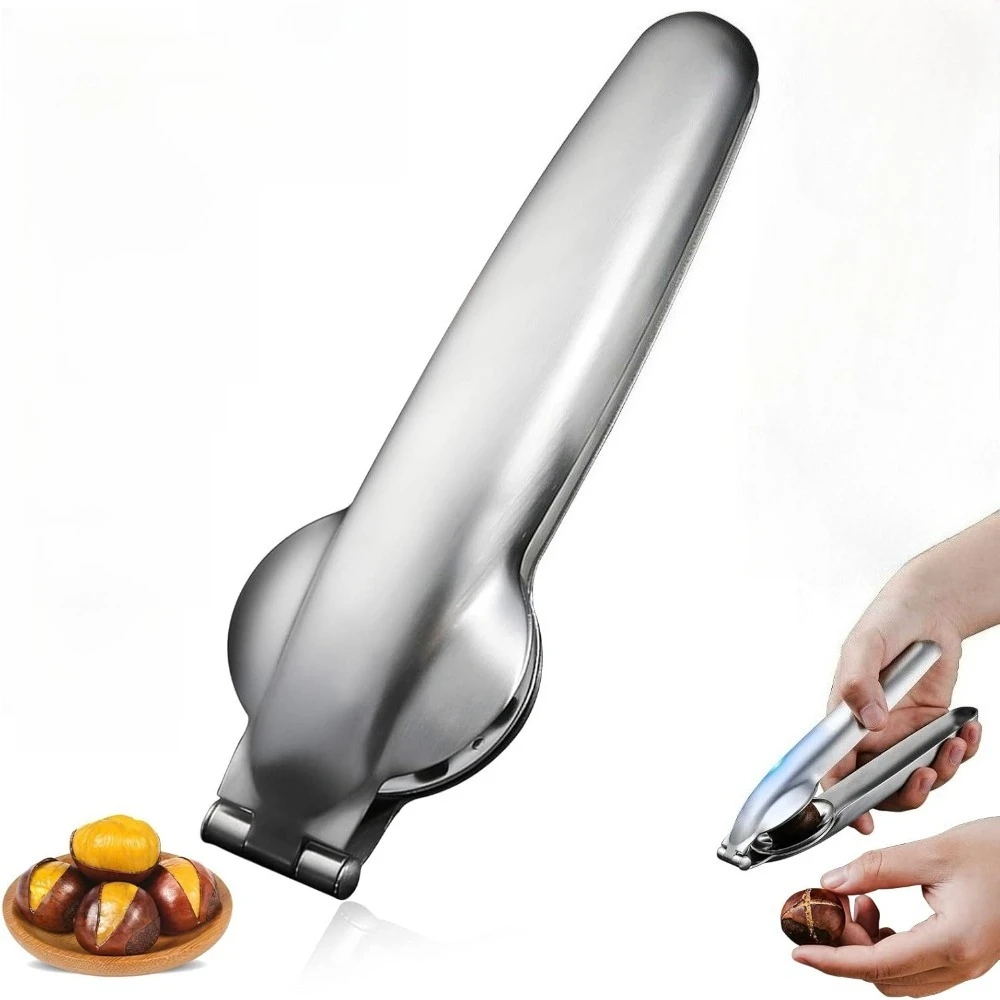 Cortador de castañas, abridor de cáscara de acero inoxidable 304, clip de metal para castañas, abridor de cáscara multifuncional, abridor de cáscara de frutos secos.