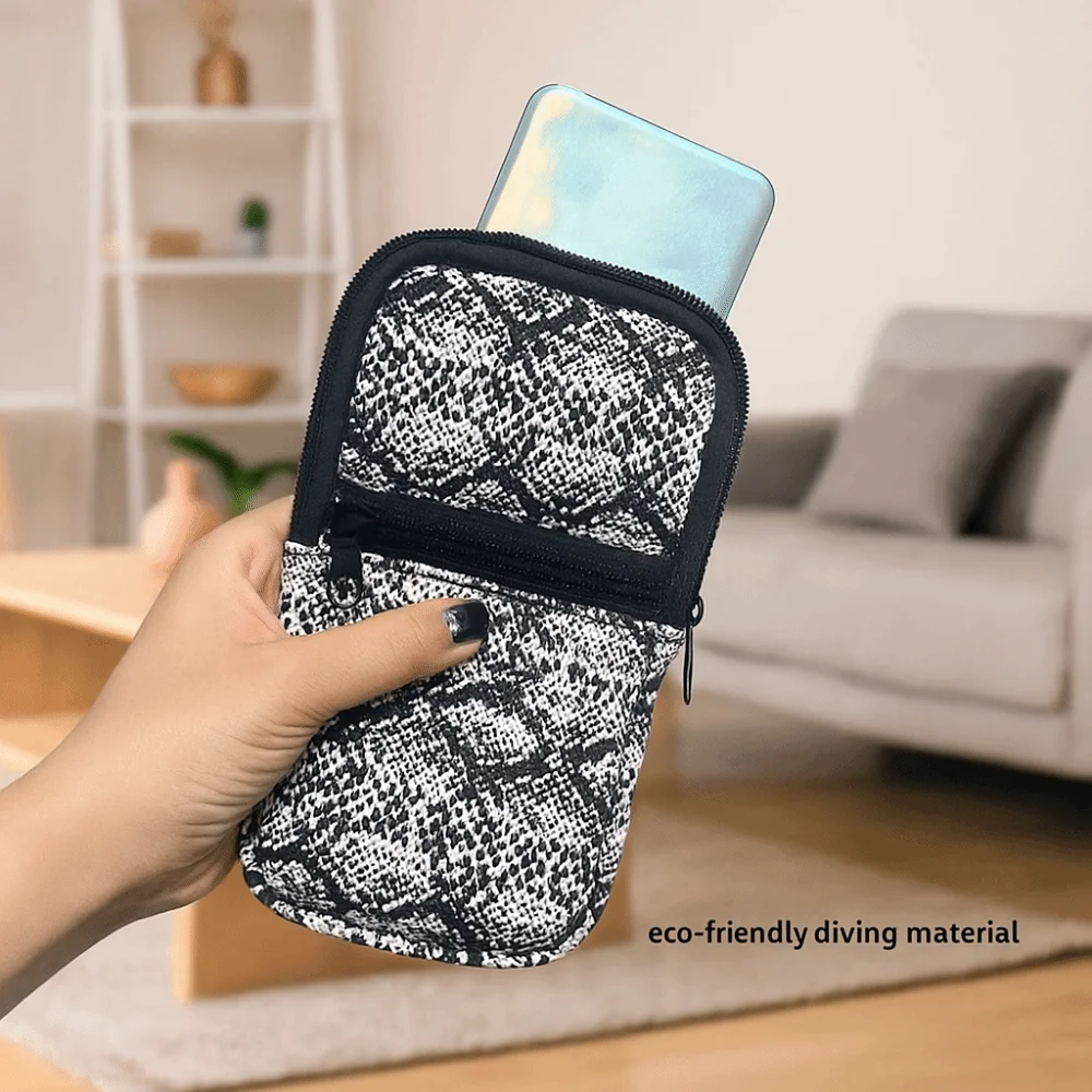 

Lightweight Neoprene Zipper Phone Bag Belt Wearing Pouch Phone Protective Pouch Soft with Handle Phone Bag Pouch Universal