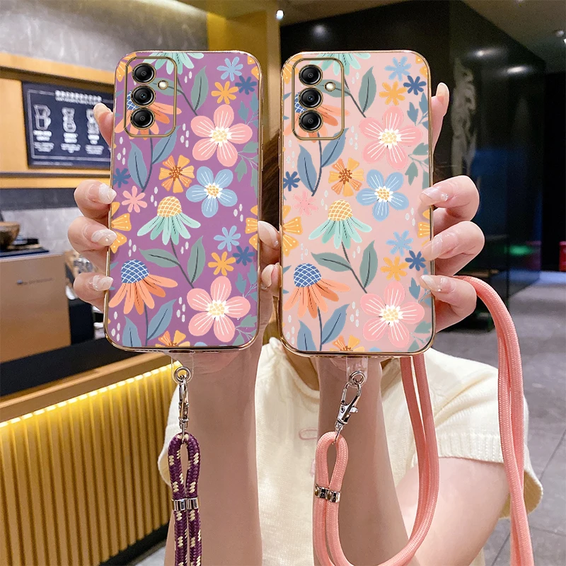 M15 Special Flower Luxury Plating Phone Case For Samsung M15 M14 M54 M31 F15 M52 M51 Note 20Ultra 20Plus 20 10 M55 M53 M42 Cover