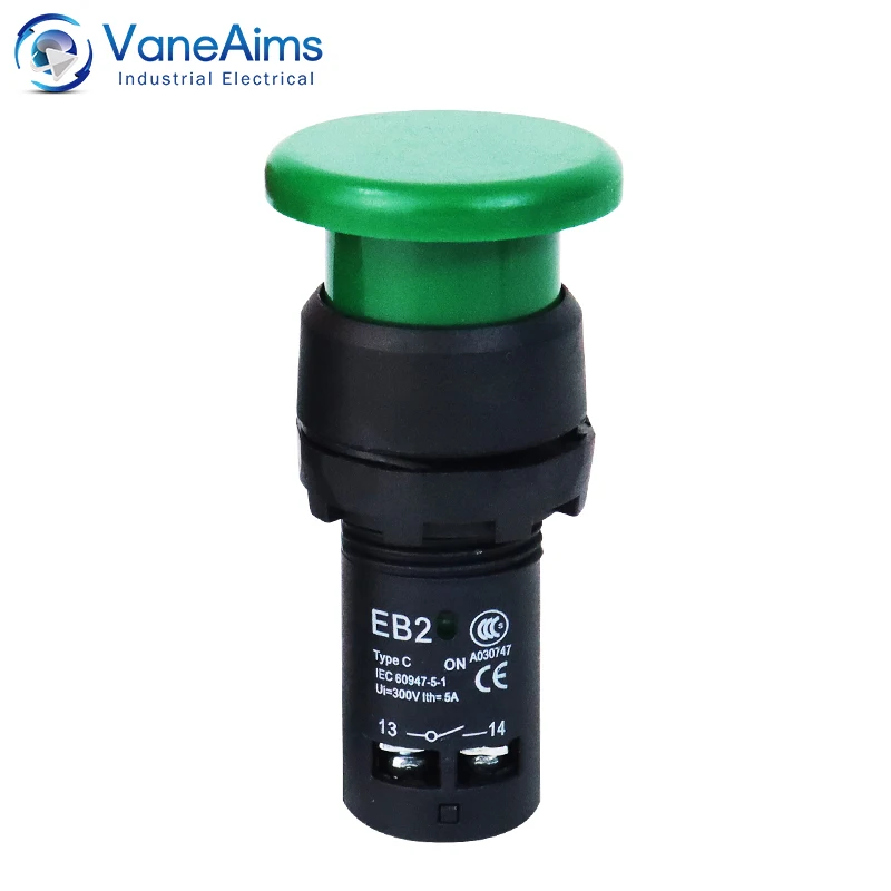 EB2 Red Green Mushroom Push Button Switch Self locking Momentary Switch On Off Big Start Stop Enter Button without Fixation 5A