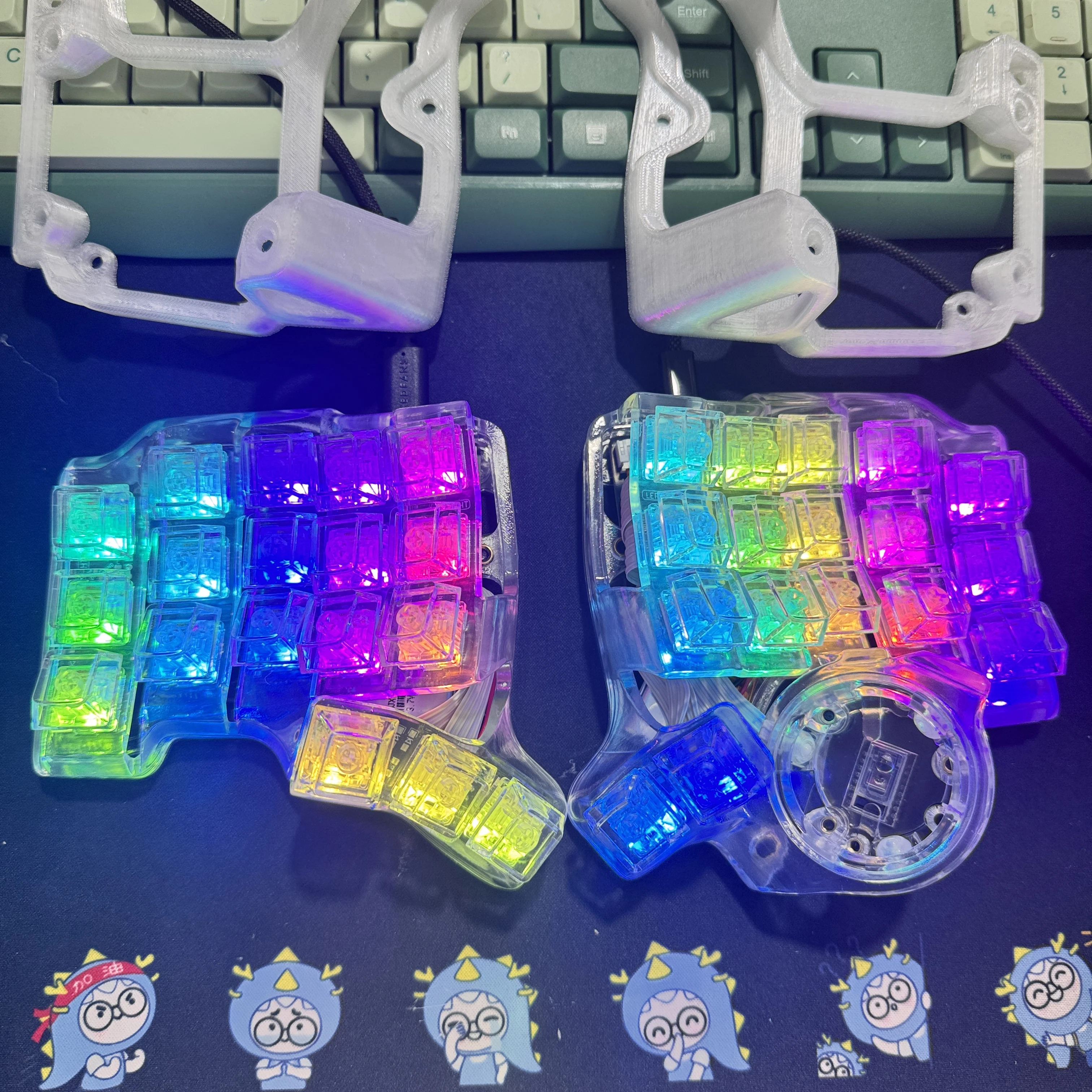 Charybdis Nano 3x5 Wireless Split Keyboard RGB Soldered Switch Ergonomics Acrylic Transparent Gaming Split Mechanical Keyboard