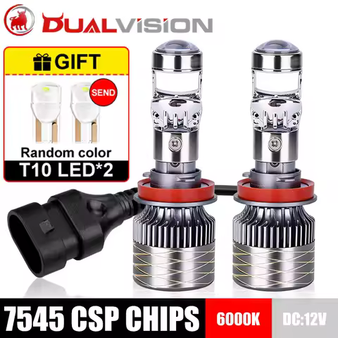 H7 H4 H11 LED Projector Lens H8 H9 9005 9006 HB3 HB4 Car Headlights 7545 CSP6000K Canbus Turbo Fan Mini Auto Moto Lamp Fog Light