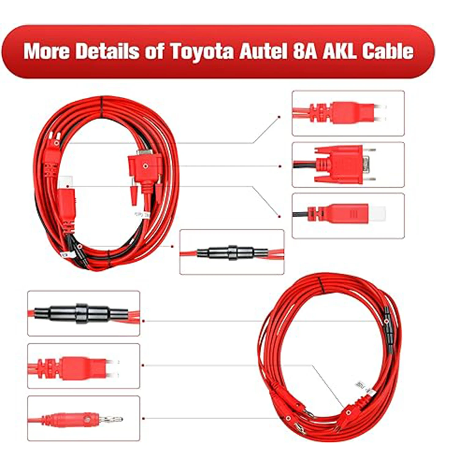 Autel For Toyota 8A AKL Cable Non-Smart Key All Keys Lost Adapter Work with APB112 and G-Box2 G-BOX3 Car Diagnostic Cables