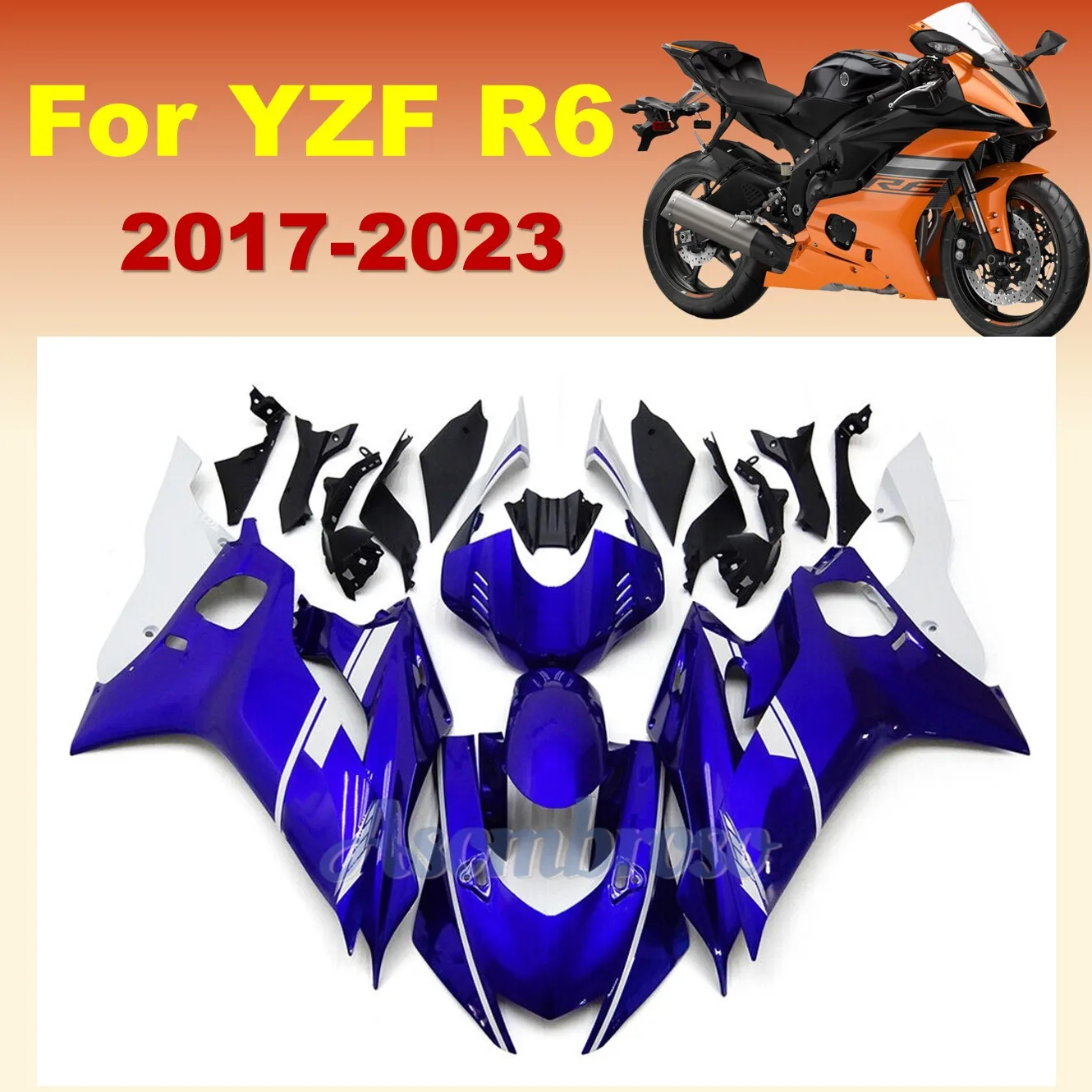 Aftermarket Fairing Kit For YZF-R6 2017 2018 2019 2020 2021 2022 2023 YZF R6  yzfr6 17-23 Sportbike Blue Bodywork set