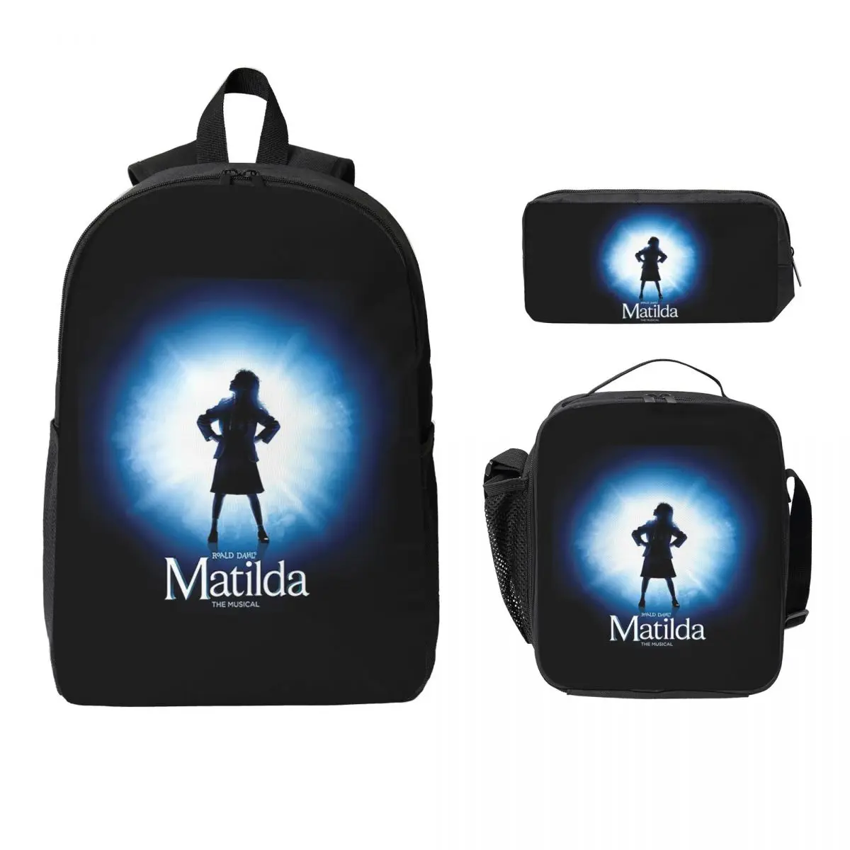 Roald Dahl Matilda The Musical Backpack Student BookBag School Bag Laptop Shoulder Bags 3ps Insulated Lunch Bag Pencil Case