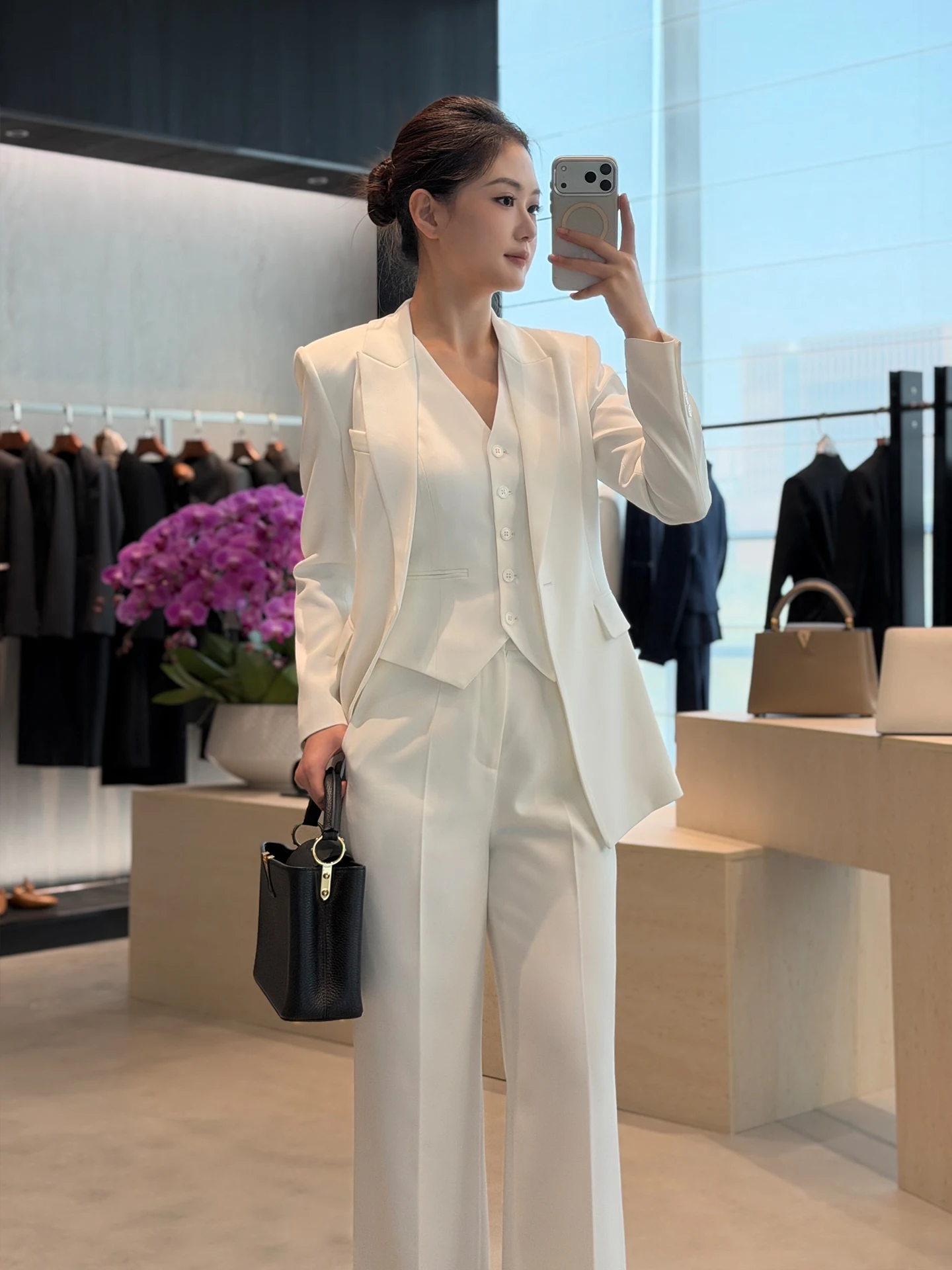 

2026 New Cloud Dance White Women's Profional Suit Set High-End Commute Workwear Jaet Vest Straight Cut Long Sve