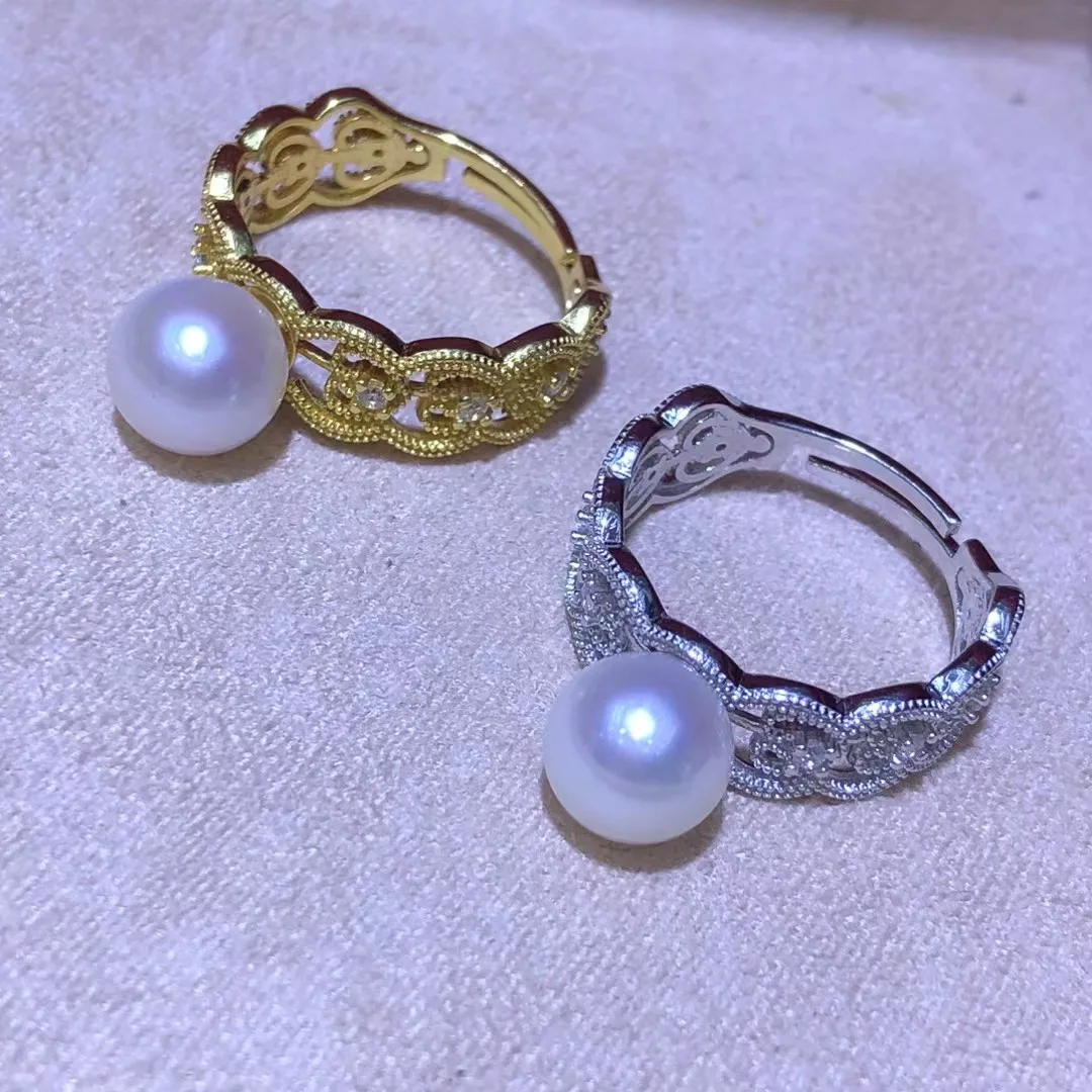 

Регулируемое кольцо из стерлингового серебра S925, фурнитура, крепления, аксессуары, детали, фитинги для жемчуга 8-9 мм, 5 шт./лот