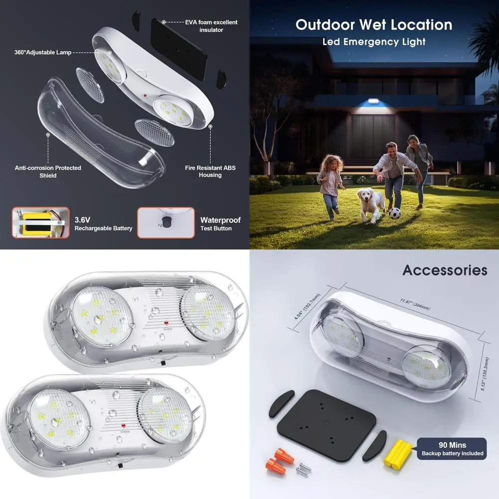 

Уличный светодиодный аварийный светильник с резервным питанием от батареи, регулируемый, коммерческого класса, сертифицированный UL, 120-347В (комплект из 2 шт.)