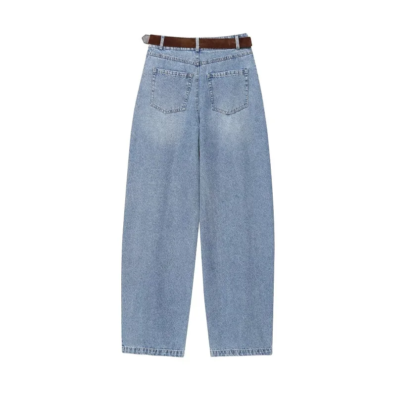 MUJER 2025 Blue Cargo Jeans for Women Belt High Waist Jeans Woman Streetwear Y2K Denim Pants Women Summer Casual Women's Jeans