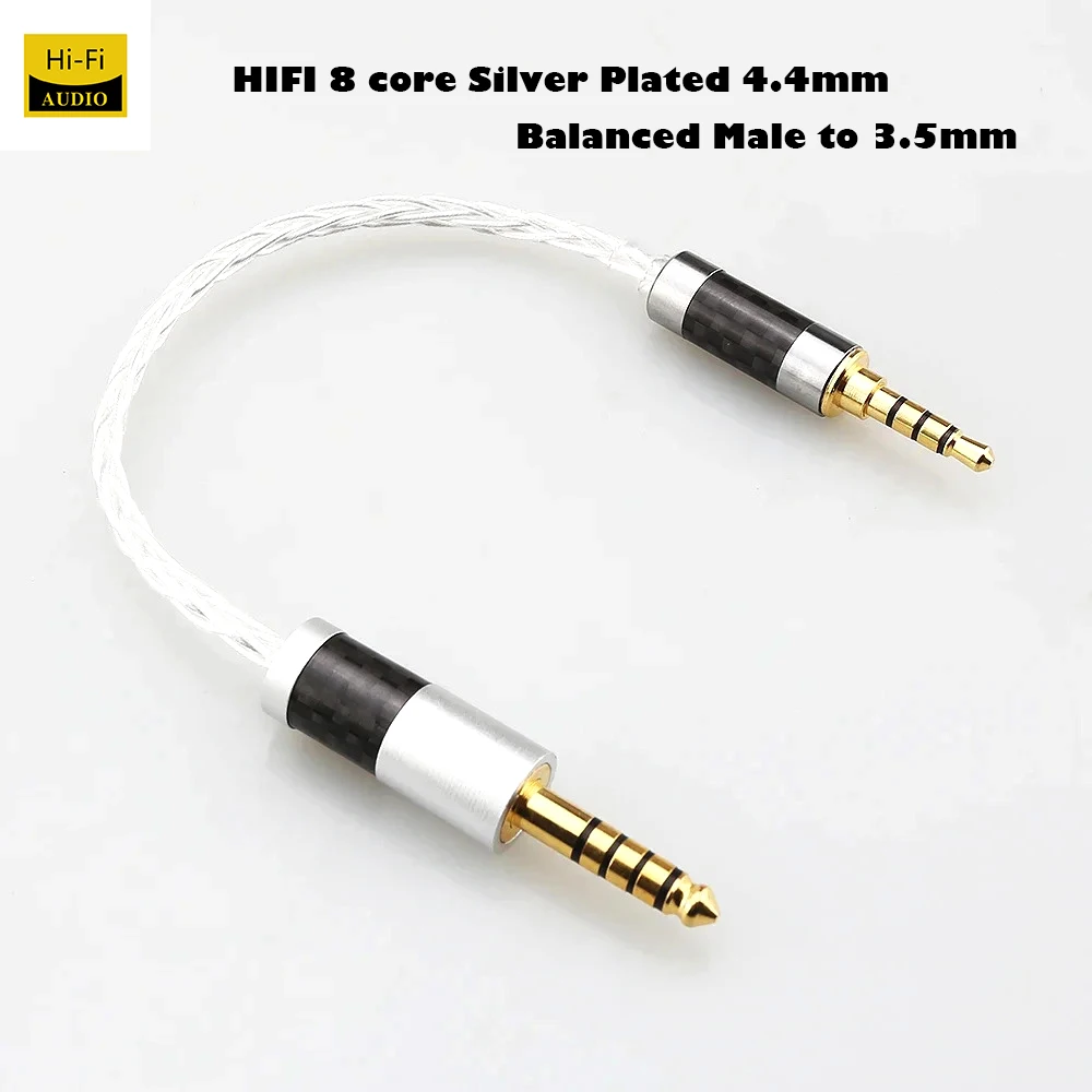 Aouyade HIFI 8 core Silver Plated 4.4mm Balanced Male to 3.5mm Balanced Male Audio Adapter Cable