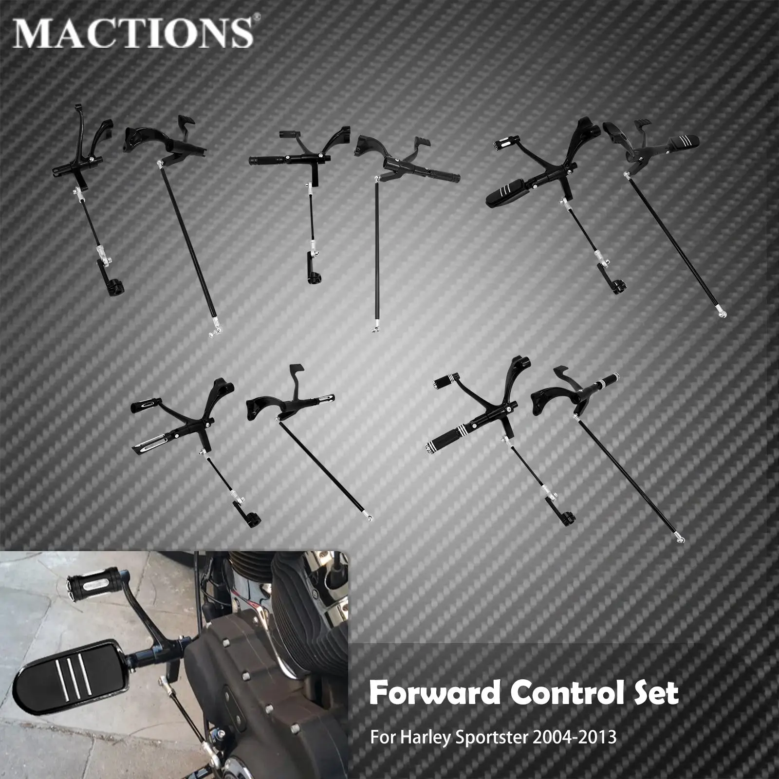 Motorcycle Forward Controls Complete Kit Peg Levers Linkages Set Black For Harley Sportster XL 883 1200 72 48 Seventy Two 04-13