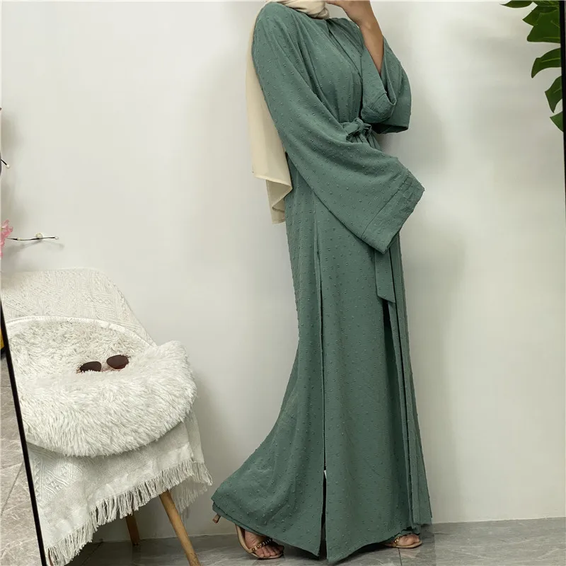 Ensemble 3 pièces Eid Robe musulmane femmes ouvert Abaya caftan dubaï caftan hauts pantalons turquie Islam Kimono Robe Femme Musulmane Ensembles