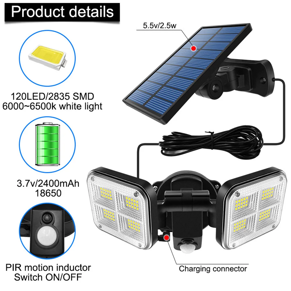 

Solar Wall Light Outdoor Solar Lamp for Yard Garden Fence Deck Pathway Body Induction Rechargeable Waterproof Energy Saving