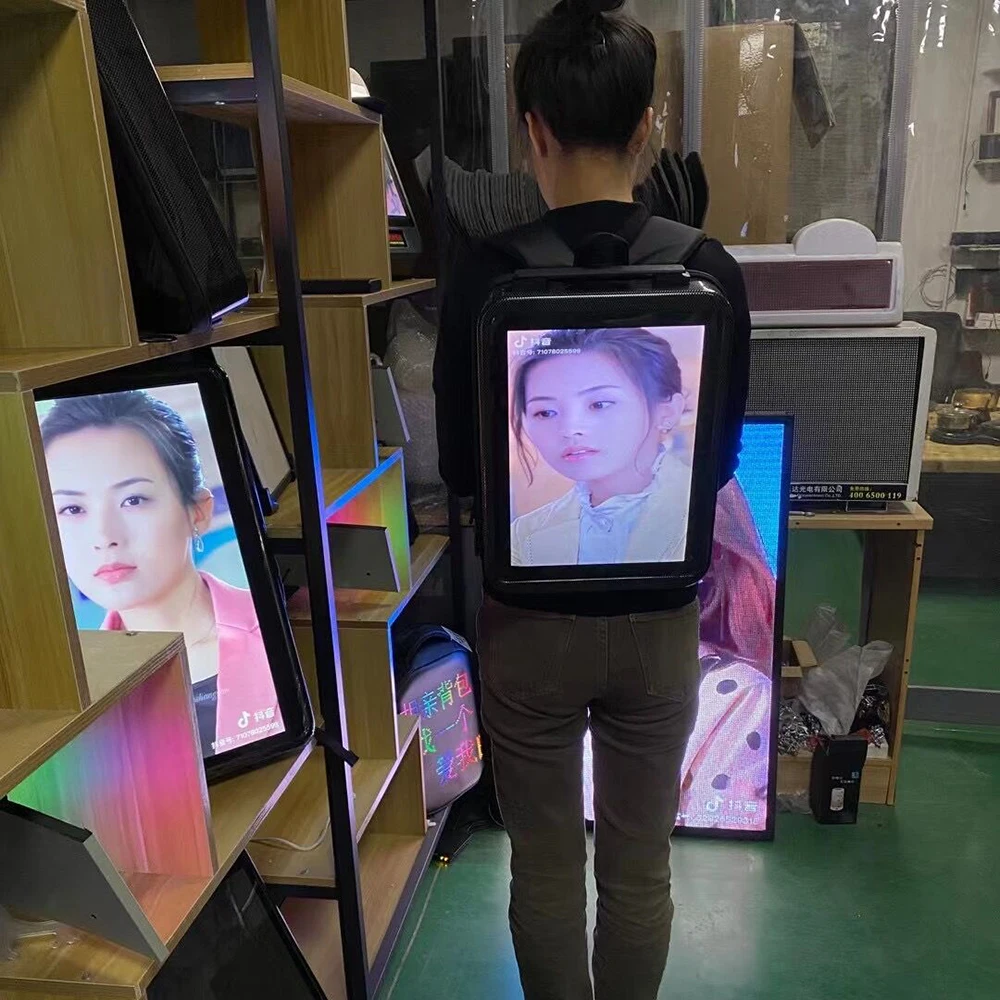 15,4-Zoll LCD Werbe-Rucksack, Vollständig LCD-besetzter Bildschirm mit Video- und Bildwiedergabe, Outdoor-Marketing-Gerät