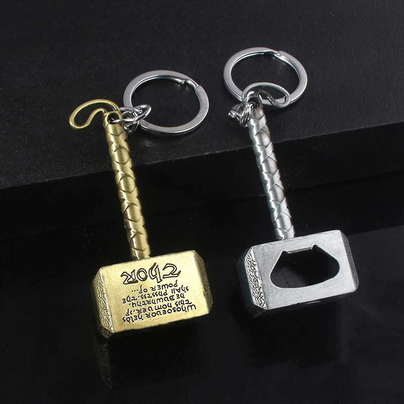 Thor Hammer Metal Keychain Movie Key Ring Cosplay Prop Key Holder For Fans Bag Ornament Car Pendant Gift Accessories