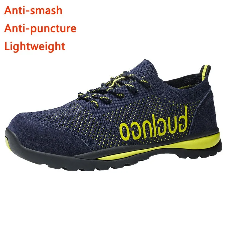 zapatos De Seguridad Safety Shoes Men's Ultra-light Flying Fabric Anti-smashing Anti-piercing Work Shoes Breathable Sneakers